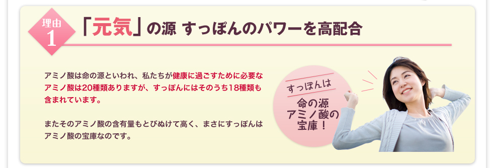 理由１「元気」の源　すっぽんパワーのを高配合