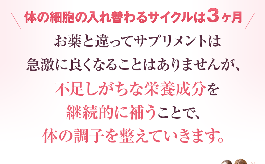 体の細胞の入れ替わるサイクルは３ヶ月